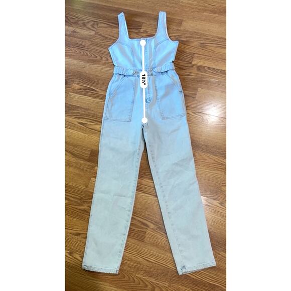 Good American Fit For Success Denim Sleeveless Jumpsuit size 2  / US small - Picture 7 of 12